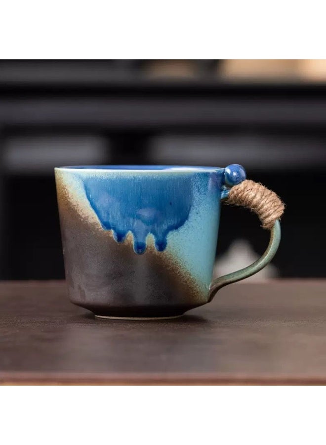 Clink Handmade Rustic Ceramic Japanese Style Mug with Rope Handle – Artisan Glaze Coffee & Tea Cup - Image 1